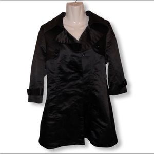 Charlotte Russe Black Satin Formal Peacoat
